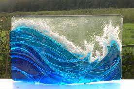 Fused Panel Glass Wavewave Panel Fused Glass Glass Fusing Projects Glass Art Projects Glass Art