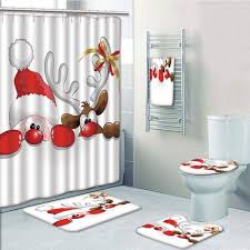 All dining room & kitchen bar & counter stools buffets & sideboards dining room chairs & benches dining room sets dining room tables. Prtau Christmas Funny Christmas Santa Claus Reindeer Peeking Cartoon Humor 5 Piece Bathroom Set Shower Curtain Bath Towel Bath Rug Contour Mat And Toilet Lid Cover Walmart Com Walmart Com