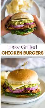 Easy Grilled Chicken Burgers Recipe Grilled Chicken Burgers Chicken Burgers Healthy Burger