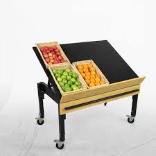 Manzano Retail Produce Display Floor Stand Merchandiser Stained Wood 48w X 36d Produce Displays Grocery Store Design Display Rack Ideas