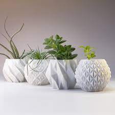 Pin By Lita On La Casa Blanca Home 3d Printed Planter Geometric Planter White Planters Pots