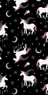 Colorful Fabrics Digitally Printed By Spoonflower Moonlit Unicorn Midnight Black Gambar Unicorn Sejarah Seni Seni Kucing