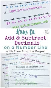 add subtract decimals on a number line free printable number lines