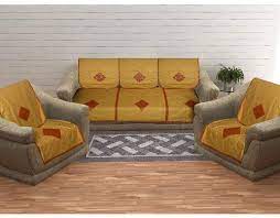 Indian yellow sofa cover colored by pankaj web. Cotton Designer Yellow Red Sofa Cover Size 27 Cm 75 Cm Rs 500 Set Id 22943846297