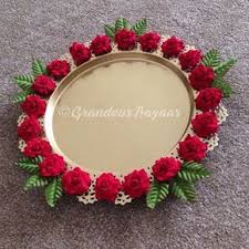 Flower Mirror Mehndi Decor Thali Decoration Ideas Wedding Crafts