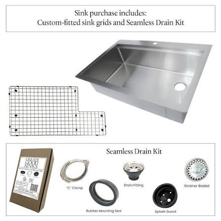 33" Top-Mount Workstation Sink – Right Offset Drain