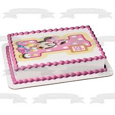 Mini pink 1st birthday cake stand kit 2pc 7in x 2 1/2in cardboard stand. Baby Minnie Mouse Happy 1st Birthday Edible Cake Topper Image Abpid062 A Birthday Place