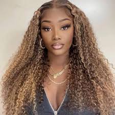 Amazon.com : FACMOOD Ombre Highlight Wear and Go Glueless Wig Kinky Curly  4/27 Honey Blonde Glueless Wigs Human Hair Pre Plucked Pre Cut, 6x4 HD Lace  Frontal Ready to Wear Wig 200%