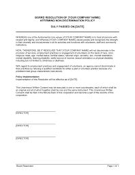 You can define your own policy. Board Resolution Affirming Non Discrimination Policy Template By Business In A Box