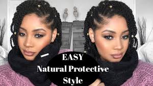 Before beginning to twist, damp hair was prepped with softening and detangling oil and allowed to air dry about 90%. Easy Natural Hair Protective Style Side Flat Twist Two Strand Twist Tutorial Youtube