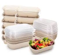 Anqtovp Bagasse Fiber Disposable Meal Prep Containers with Lids Leak-Proof Compostable Food Bowls 50 Pack 29CSA10119