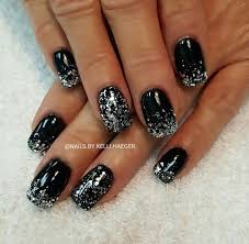Black And Silver Glitter Nails Black And Silver Nails Black Nails With Glitter Silver Nails Prom Nails Silver