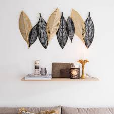 Deco Murale Feuilles En Metal Noir Et Dore 93x51 Deco Murale Idee Deco Mur Salon Et Deco Murale Metal