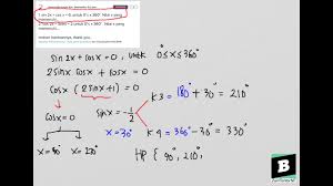 Jawaban untuk pertanyaan berapa nilai f(x) jika diketahui f(3) =10, f(2) =14, f(1) =20?sangat tergantung asumsi yang digunakan. Sin 2x Cos X 0 Untuk 0 X 360 Nilai X Yang Memenuhi Youtube