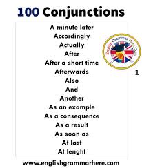 100 Conjunctions List In English In 2020 Learn English Words New Words With Meaning English Words