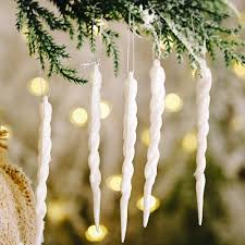 5pcs/bag Christmas Decorations Colorful Ice Bar Pendant Small Tree Threaded  Ornament(White)
