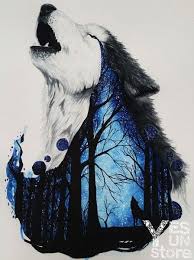 Wish Diy Diamond Painting Animal Wolf And Beautiful Blue Forest Full Area Square Diamond Mosaic Paste Seamless Shine For Wall Room Hom Animal Art Art Artwork