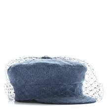 Christian Dior Denim Arty Cap With Veil 58 Blue 579543 Fashionphile