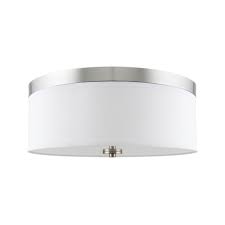 Maxim prime 16 wide white linen drum led ceiling light. Kira Home Walker 15 3 Light Flush Mount Ceiling Light White Fabric Shade Round Glass Diffuser Brushed Nickel Walmart Com Walmart Com