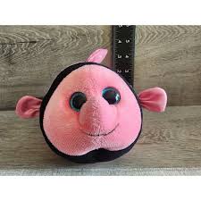 Ty Beanie Ballz Gilly Fish Peluche Animal de peluche Rosa Negro Rayas 2013 