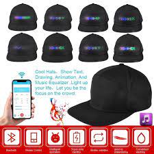 Bluetooth Led Hat Programmable Scrolling Message Display Board Baseball Cap Wish Led Hat Cool Hats Baseball Cap