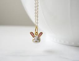 Dainty And Cute Little White Bunny Necklace Pink Bunny Charm Etsy Bunny Necklace Little Girl Gifts Girls Necklaces