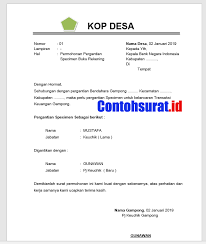 Contoh Surat Pergantian Specimen Gampong Desa Contoh Surat