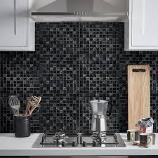 Glass mosaic and glass tiles. Flourencia Black Glass Mosaic Tile L 300mm W 300mm Diy At B Q