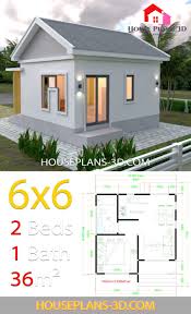 House Plans 6x6 With One Bedrooms Gable Roof House Plans 3d Guest House Plans One Bedroom House Plans Small House Design Plans