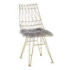 Add this accent chair to your home to your space a natural charm. Allure Gold Steel Chair With Grey Sheepskin Seat