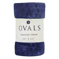 Blue Oval Embossed Plush Throw At Home