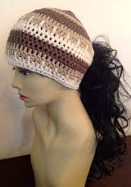 Crochet Ponytail Hat I Wonder If I Can Figure This Out With No Pattern Hooked On Crochet Crochet Hats Crochet
