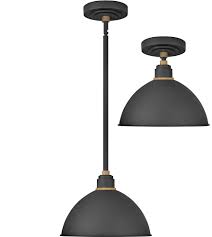 We have an assortment of flush mount lights for modern and traditional homes. Hinkley 10584tk Foundry Contemporary Textured Black Brass Outdoor Hanging Light Fixture Flush Mount Ceiling Light Fixture Hin 10584tk