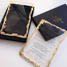 Black And Gold Acrylic Wedding Invitations A Modern Wedding Invitation Suite In Navy And With Acrylic Invites With A Gold Foil Edge Acrylic Wedding Invitations Modern Wedding Invitations Wedding Cards