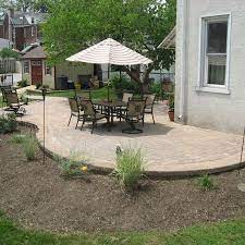 The bottom of an above ground should be maintained on the outside all the way around. This Patio Of Ep Henry Coventry I Pavers Is Raised One Step Above Ground Level With Coventry Wall And Coventry Caps Patio Landscaping Patio Layout Hardscape