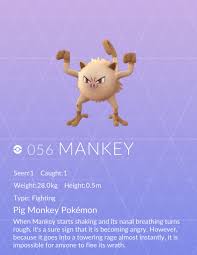 Mankey is the unevolved form, it evolves into it's first evolution using 50 candy. Mankey Pokemon Go Wiki Guide Ign
