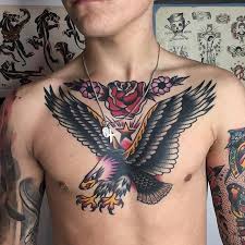 Black American Traditional Tattoo Eagle Tattoo By Louie Rivers Traditional Traditionaltattoo Traditionalartist Old Traditional Chest Tattoo Chest Tattoo Men Traditional Eagle Tattoo