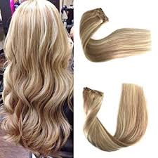 Clip in hair extensions also called clip on hair extensions. Amazon Com Clip In Hair Extensions Human Hair Blonde Highlights Real Remy Hair Extensions Clip On Brazilian Virgin Hair For White Women Golden Brown With Platinum Blonde Highlights 120g 7pcs 17 Clips