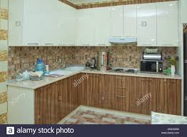 brown and white kitchen design