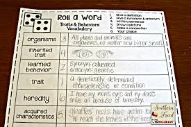 Traits Learned Behaviors Fun Interactive Vocabulary Dice Activity Editable Learned Behaviors Inherited Traits Interactive Vocabulary