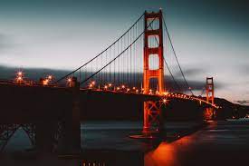 This stunning high quality digital print on high quality cotton canvas makes a great decoration for your home or office. Vintage Golden Gate Bridge At Night Free Stock Photo Picjumbo