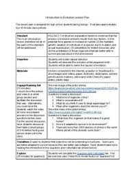 Evolution Lesson Plan How To Plan Lesson High School Biology