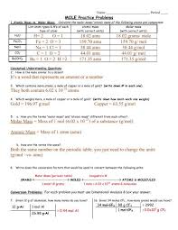 It results directly from the masses of atoms contained in the molecule. Mole Review Practice Problems