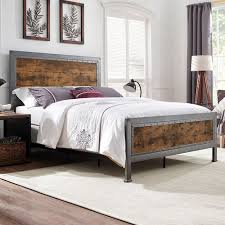 Industrial Wood Metal Queen Bed Bed Frame And Headboard Metal Beds Bed Furniture