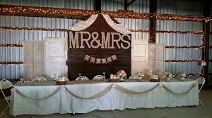 I Made This For My Daughters Wedding In A Pole Barn Head Table Wedding Barn Wedding Reception Head Table Wedding Backdrop