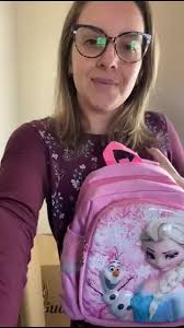 Mochila Infantil Frozen Elsa Rosa Passeio Escola
