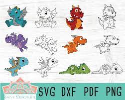 Download Cute Baby Dragons Cut File Bundle Savvy Designs Stl