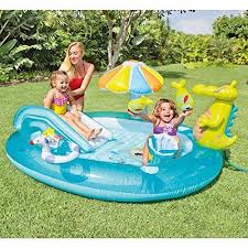 Intex Inflatable Kids Swimming Pool With Sprayer Water Slide Summer Games Toy Ebay Children Swimming Pool Inflatable Pool Kid Pool
