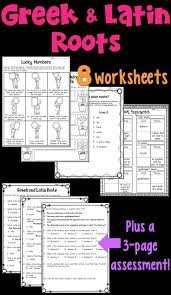 Greek And Latin Roots Worksheet And Assessment Packet This Packet Includes 8 Worksheets And A 3 Page Assessment Latin Roots Root Words Activities Root Words