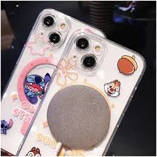 Phone Case For Samsung Galaxy S24 S23 S22 Ultra S21 S20 Plus FE Note 20 10  Disney Stitch Chip Dale Clear Magsafe Magnetic Cover